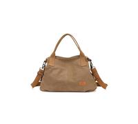 CORIOS Women Canvas Shoulder Bag Large Crossbody Bag Casual Handbag Top Handle Bag Tote Bag with Multiple Pockets Lightweight Satchel Bag Travel Shopping Work Daily Messenger Bag Coffee