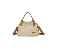 CORIOS Women Canvas Shoulder Bag Large Crossbody Bag Casual Handbag Top Handle Bag Tote Bag with Multiple Pockets Lightweight Satchel Bag Travel Shopping Work Daily Messenger Bag Khaki