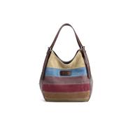 CORIOS Women Canvas Shoulder Bag Multi-Colour Striped Handbag Large Capacity Top Handle Bag Casual Hobo Bag with Adjustable Strap Multi-Pocket Tote Bag Grey