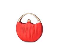 CORIOS Women Clutch Bag Glitter Evening Bag Bridal Wedding Purse Elegant Shoulder Bag Sparkly Handbag Pleated Round Hard Shell Crossbody Bag for Dance Wedding Party Bride Prom Red
