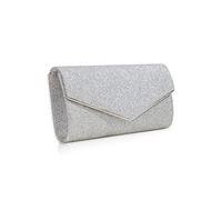 CORIOS Women Clutch Bag Sequins Evening Bag Bridal Wedding Purse Glitter Sparkly Handbag Crossbody Bag with Detachable Chain Elegant Shoulder Bag for Wedding Cocktail Party Prom Silver