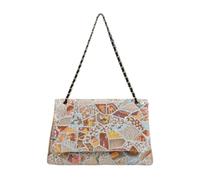 CORIOS Women Cotton Linen Crossbody Bag Bohemian Style Shoulder Bag Tote Handbag with Sequin Embroidery Summer Beach Bag Boho Satchel Messenger Bag Vacation Travel Top Handle Bag Patchwork Sequins
