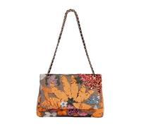 CORIOS Women Cotton Linen Crossbody Bag Bohemian Style Shoulder Bag Tote Handbag with Sequin Embroidery Summer Beach Bag Boho Satchel Messenger Bag Vacation Beach Travel Top Handle Bag Orange
