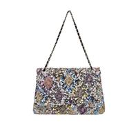 CORIOS Women Cotton Linen Crossbody Bag Bohemian Style Shoulder Bag Tote Handbag with Sequin Embroidery Summer Beach Bag Boho Satchel Messenger Bag Vacation Travel Top Handle Bag Diamond Sequins