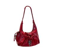 CORIOS Women Cross Shoulder Bag PU Leather Tote Handbag Medium Capacity Top Handle Bag Fashion Hobo Underarm Bag for Daily Casual Shopping Street Style Red