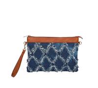 CORIOS Women Denim Bucket Bag Jean Purse Vintage Fringe Quilted Tote Handbag Drawstring Shoulder Crossbody Bag Small Satchel Messenger Bag Shopping Travel Work Daily Top Handle Bag Blue B