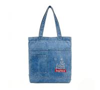 CORIOS Women Denim Tote Handbag Jean Purse Large Capacity Shoulder Bag Fashion Printed Pattern Top Handle Hobo Bag Daily Commute Shopping Work Travel Underarm Bag Light Blue