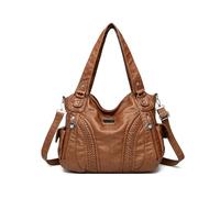 CORIOS Women Elegant Shoulder Crossbody Bag PU Leather Tote Handbag Satchel Messenger Bag with Woven Texture Large Top Handle Bag Fashion Travel Work Shopping Daily Use Hobo Purse Caramel