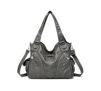 CORIOS Women Elegant Shoulder Crossbody Bag PU Leather Tote Handbag Satchel Messenger Bag with Woven Texture Large Top Handle Bag Fashion Travel Work Shopping Daily Use Hobo Purse Grey