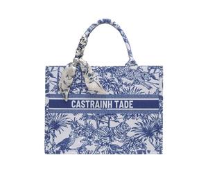 CORIOS Women Ethnic Printed Tote Handbag Bohemian Shoulder Bag Canvas Top-Handle Purse Summer Beach Bag Fashion Briefcase Laptop Bag Vacation Beach Travel Shopping Daily Hobo Bag Blue L