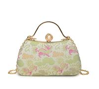 CORIOS Women Evening Bag Embroidery Clutch Vintage Handbag Bridal Wedding Purse Elegant Shoulder Crossbody Bag Luxious Top Handle Bag for Banquet Cocktail Prom Party Rose Red