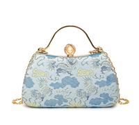 CORIOS Women Evening Bag Embroidery Clutch Vintage Handbag Bridal Wedding Purse Elegant Shoulder Crossbody Bag Luxious Top Handle Bag for Banquet Cocktail Prom Party Blue