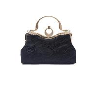 CORIOS Women Evening Bag Floral Embroidery Clutch Bag Vintage Handbag Bridal Wedding Purse Elegant Shoulder Bag Luxious Top Handle Bag Banquet Cocktail Prom Party Crossbody Bag Black