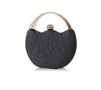CORIOS Women Evening Bag Glitter Clutch Bag Bridal Wedding Purse Sparkly Handbag Pleated Round Hard Shell Crossbody Bag Elegant Shoulder Bag for Dance Wedding Party Prom Bride Black