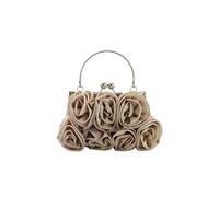 CORIOS Women Evening Bag Rose Shaped Clutch Bag Satin Handbag Small Shoulder Bag with Kiss Lock Bridal Wedding Purse Elegant Crossbody Bag for Party Weeding Cocktail Banquet Prom Apricot