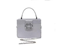CORIOS Women Evening Bag Sparkly Sequin Handbag Rhinestone Clutch Bridal Wedding Purse Glitter Crystal Shoulder Crossbody Bag with Detachable Chain for Cocktail Prom Banquet Party Silver