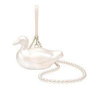 CORIOS Women Evening Clutch Bag Acrylic Cute Shape Crossbody Shoulder Bag with Detachable Pearl Chain & Removable Wrist Strap Bridal Wedding Purse Mini Handbag Little Duck