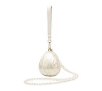 CORIOS Women Evening Clutch Bag Acrylic Cute Shape Crossbody Shoulder Bag with Detachable Pearl Chain & Removable Wrist Strap Bridal Wedding Purse Mini Handbag Small Ball Beige