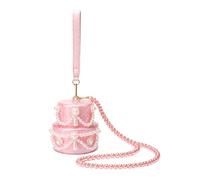 CORIOS Women Evening Clutch Bag Acrylic Cute Shape Crossbody Shoulder Bag with Detachable Pearl Chain & Removable Wrist Strap Bridal Wedding Purse Mini Handbag Cake Pink