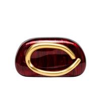 CORIOS Women Evening Clutch Bag Acrylic Shell Handbag with Metal Handle and Chain Bridal Wedding Purse Elegant PU Leather Shoulder Crossbody Bag for Wedding Cocktail Prom Party Acrylic Wine Red