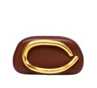 CORIOS Women Evening Clutch Bag Acrylic Shell Handbag with Metal Handle and Chain Bridal Wedding Purse Elegant PU Leather Shoulder Crossbody Bag for Wedding Cocktail Prom Party Leather Coffee