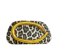 CORIOS Women Evening Clutch Bag Acrylic Shell Handbag with Metal Handle and Chain Bridal Wedding Purse Elegant PU Leather Shoulder Crossbody Bag for Wedding Cocktail Prom Party Leather Leopard Print