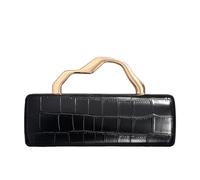 CORIOS Women Evening Clutch Bag Elegant Crocodile Embossed Handbag Bridal Wedding Purse PU Leather Shoulder Crossbody Bag with Metal Handle and Detachable Chain for Cocktail Wedding Prom Party Black