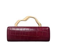 CORIOS Women Evening Clutch Bag Elegant Crocodile Embossed Handbag Bridal Wedding Purse PU Leather Shoulder Crossbody Bag with Metal Handle and Detachable Chain for Cocktail Prom Party Wine Red