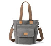 CORIOS Women Handbag Canvas Shoulder Bag Casual Top Handle Bag Crossbody Bag Large Capacity Messenger Bag Hobo Bag for Beach Picnic Shopping Work Party Travel Grey