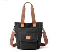 CORIOS Women Handbag Canvas Shoulder Bag Casual Top Handle Bag Crossbody Bag Large Capacity Messenger Bag Hobo Bag for Beach Picnic Shopping Work Party Travel Black