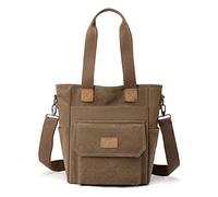 CORIOS Women Handbag Canvas Shoulder Bag Casual Top Handle Bag Crossbody Bag Large Capacity Messenger Bag Hobo Bag for Beach Picnic Shopping Work Party Travel Brown