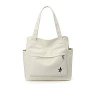 CORIOS Women Handbag Canvas Shoulder Bag Casual Tote Purse Multi-Pockets Top Handle Bag Multifunctional Clutch Bag for Shopping Work Party Travel School Daily White