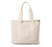 CORIOS Women Handbag Canvas Tote Bag Lightweight Shoulder Bag Casual Top Handle Bag Large Capacity Chic Bag Hobo Bag for Work School Shopping Travel Dail White