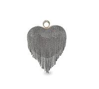 CORIOS Women Luxury Heart Shape Tassel Evening Clutch Bag Rhinestone Handbag Bridal Wedding Purse Glitter Shoulder Bag with Long Chain Crossbody Bag for Banquet Wedding Cocktail Prom Party Black