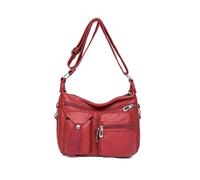 CORIOS Women Retro Crossbody Bag PU Leather Tote Handbag Shoulder Bag with Multi Pockets Satchel Messenger Bag with Adjustable Strap Vintage Hobo Purse for Daily Travel Shopping Work Wine Red