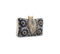 CORIOS Women Rhinestone Evening Bag Multicolor Clutch Bag Bridal Wedding Purse Luxury Crystal Handbag Glitter Shoulder Bag with Detachable Chain Elegant Crossbody Bag for Cocktail Prom Party Black