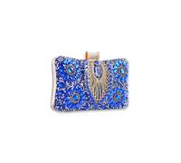 CORIOS Women Rhinestone Evening Bag Multicolor Clutch Bag Bridal Wedding Purse Luxury Crystal Handbag Glitter Shoulder Bag With Detachable Chain Elegant Crossbody Bag for Cocktail Prom Party Blue