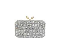 CORIOS Women Rhinestone Evening Bag Multicolor Clutch Bag Bridal Wedding Purse Luxury Crystal Handbag Glitter Shoulder Bag with Detachable Chain Banquet Cocktail Prom Party Crossbody Bag Silver