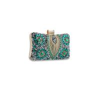 CORIOS Women Rhinestone Evening Bag Multicolor Clutch Bag Bridal Wedding Purse Luxury Crystal Handbag Glitter Shoulder Bag with Detachable Chain Elegant Crossbody Bag for Cocktail Prom Party Green