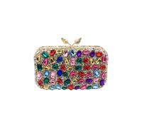 CORIOS Women Rhinestone Evening Bag Multicolor Clutch Bag Bridal Wedding Purse Luxury Crystal Handbag Glitter Shoulder Bag with Detachable Chain Banquet Cocktail Prom Party Crossbody Bag Multicolour