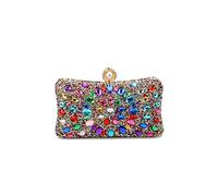 CORIOS Women Rhinestone Evening Bag Multicolor Clutch Bag Luxury Crystal Handbag Bridal Wedding Purse Glitter Shoulder Bag with Detachable Chain Banquet Party Prom Crossbody Bag Gold-Multicolour