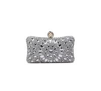 CORIOS Women Rhinestone Evening Bag Multicolor Clutch Bag Luxury Crystal Handbag Bridal Wedding Purse Glitter Shoulder Bag with Detachable Chain Banquet Party Cocktail Prom Crossbody Bag Silver