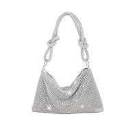 CORIOS Women Rhinestone Evening Clutch Glitter Sparkly Handbag Wedding Purse Underarm Shoulder Hobo Banquet Bag for Wedding Prom Cocktail Party Silver