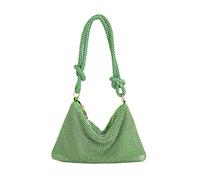 CORIOS Women Rhinestone Evening Crystal Clutch Glitter Sparkly Handbag Wedding Purse Underarm Shoulder Bag Bling Hobo Banquet Bag for Wedding Prom Cocktail Party Green