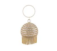 CORIOS Women’s Round Ball Evening Bag Crystal Tassel Clutch Purse Sparkly Rhinestone Shoulder Bag Bridal Wedding Purse Crossbody Bag Banquet Bag for Wedding Banquet Prom Cocktail Party Gold