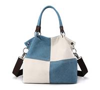 CORIOS Women Shoulder Bag Canvas Tote Bag Handbag Casual Top Handle Bag Mulit-Pocket Crossbody Bag Satchel Bag Messenger Bag for Travel Work Party Office Shopping Blue