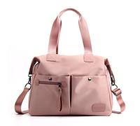 CORIOS Women Shoulder Bag Nylon Handbag Casual Top Handle Bag Multi Pocket Crossbody Bag Waterproof Messenger Bag Lightweight Tote Bag Hobo Bag for Shopping Work Party Travel School Pink
