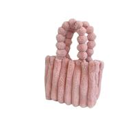 CORIOS Women Soft Plush Handbag Cute Fuzzy Furry Shoulder Bag Large Capacity Top Handle Bag Elegant Ruched Tote Bag for Work Shopping Travel Daily Outings Pink S