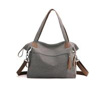 CORIOS Women Tote Bag Canvas Handbag Large Capacity Shoulder Bag Crossbody Bag with Multiple Pockets Casual Top Handle Bag Messenger Bag Shopping Travel Work Daily Satchel Bag Grey