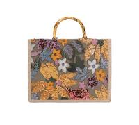 CORIOS Women Tote Handbag Bohemian Style PP Straw Linen Shoulder Bag Hobo Bag with Sequin Embroidery Summer Beach Bag Bamboo Handle Top Handle Bag for Vacation Beach Travel Daily Use Orange